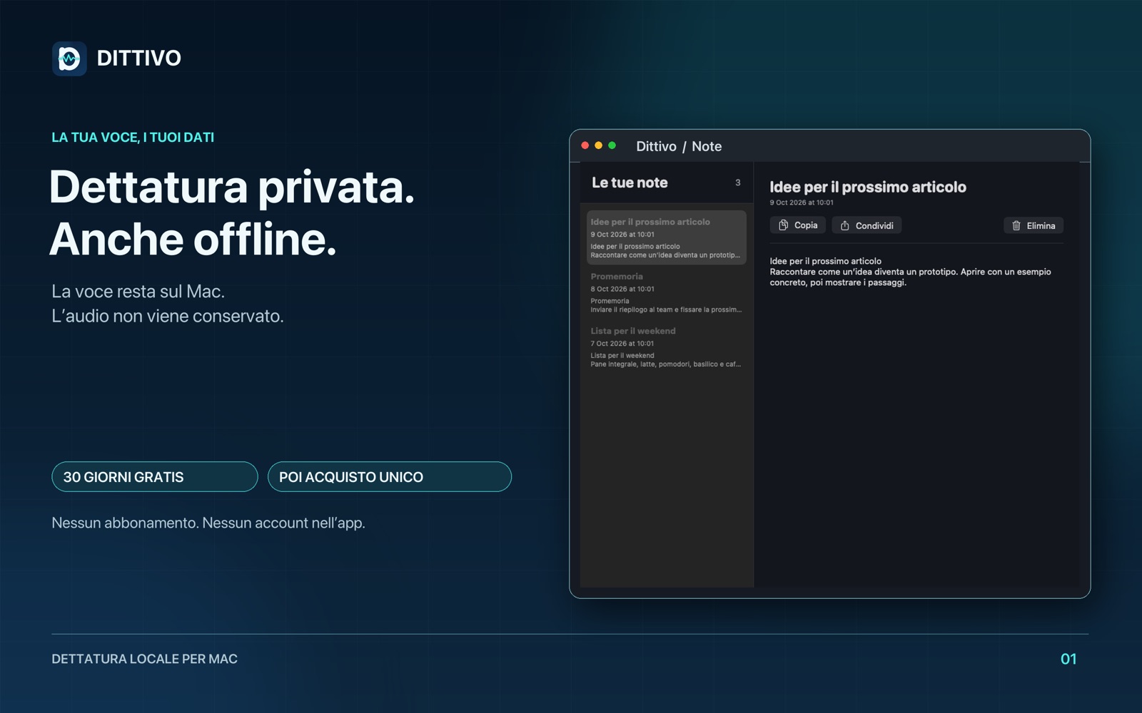 Schermate di Dittivo su Mac